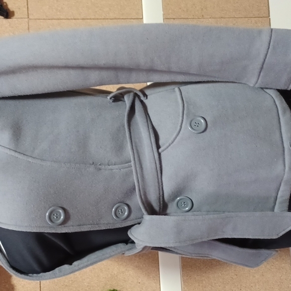 Glimmer by J.J. Basics Gray Button Down Coat with Hood Size Med - Picture 4 of 8